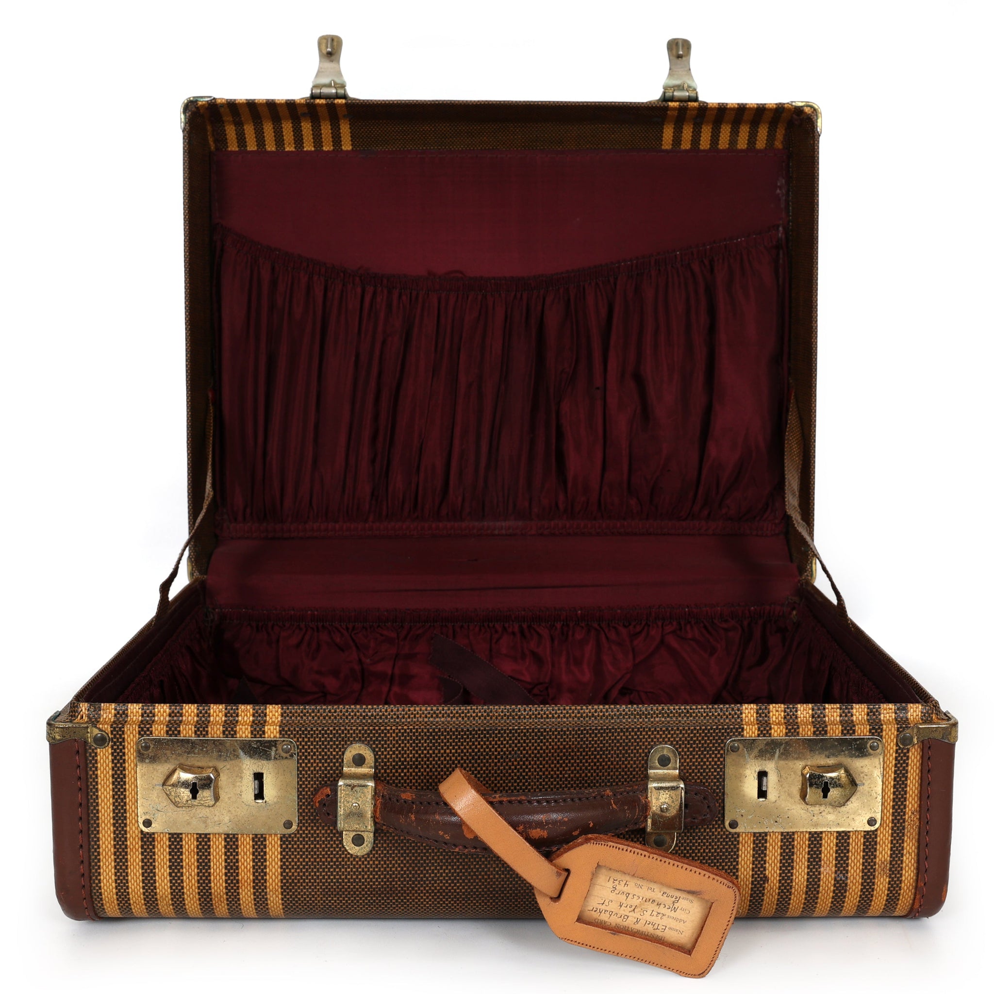 Little Striped Vintage Suitcase with Key