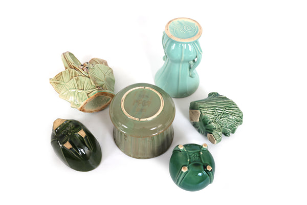 Set of 6 Vintage McCoy Planters and Vases in Green