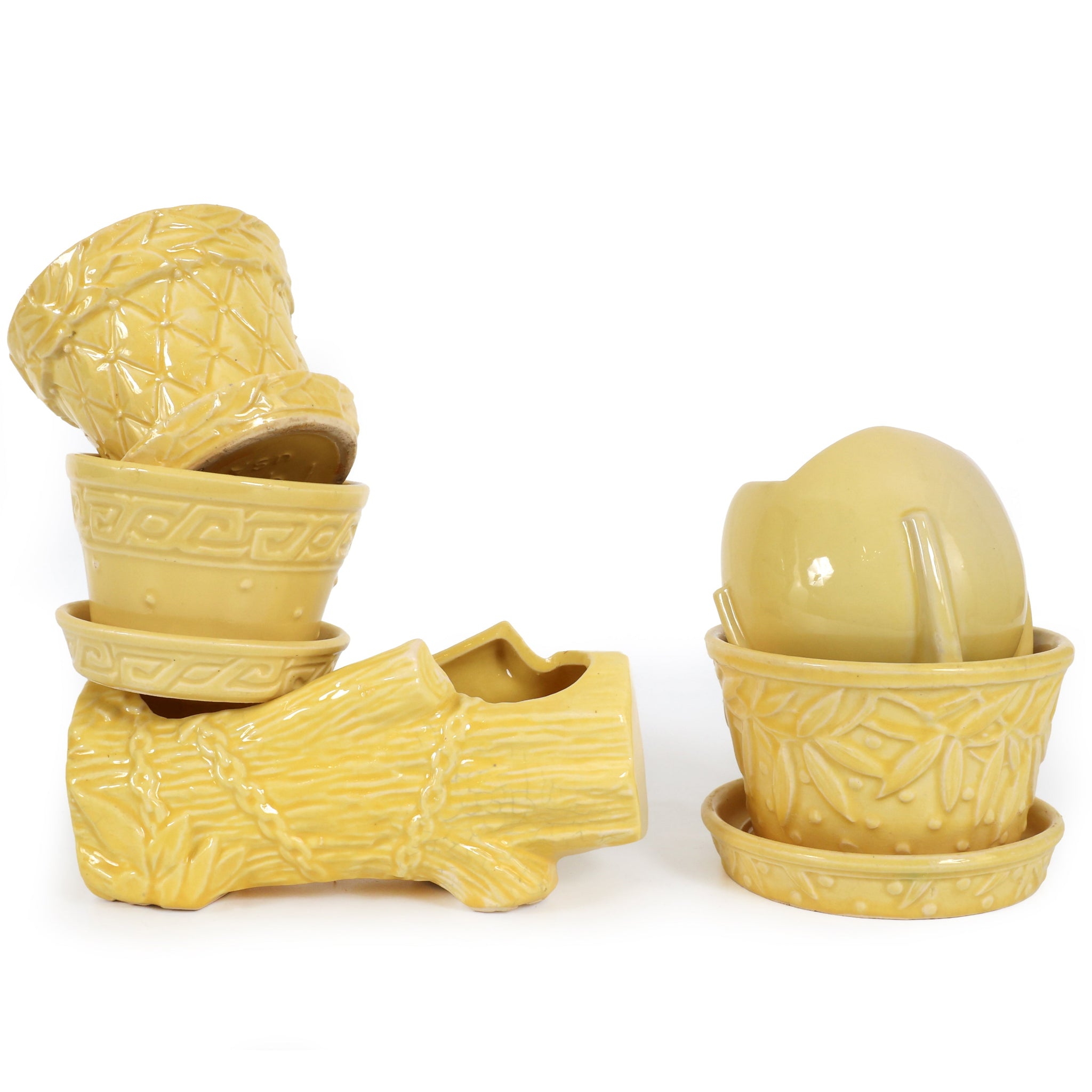Set of 5 Vintage McCoy Planters in Yellow