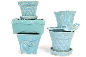Set of 5 Vintage McCoy Planters in Blue