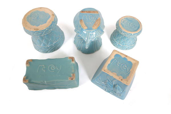 Set of 5 Vintage McCoy Planters in Blue