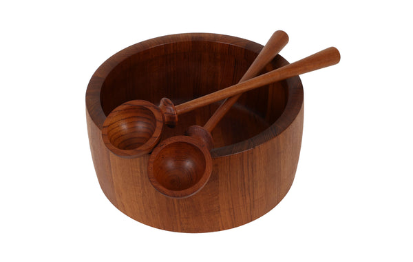 Richard Nissen Danish Modern Staved Teak Salad Bowl with Servers