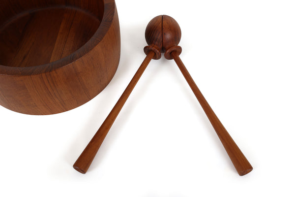 Richard Nissen Danish Modern Staved Teak Salad Bowl with Servers
