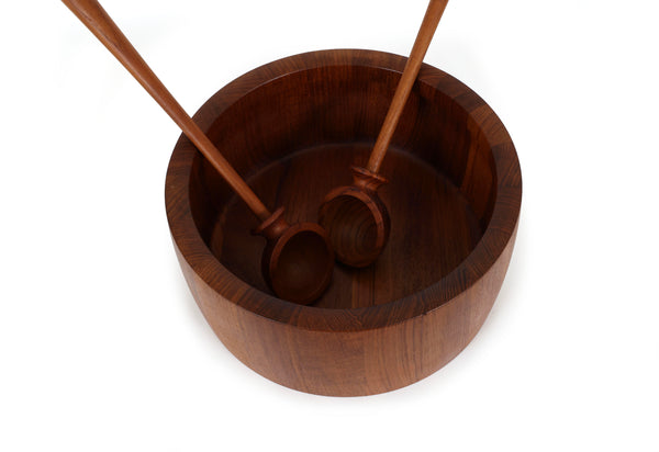 Richard Nissen Danish Modern Staved Teak Salad Bowl with Servers