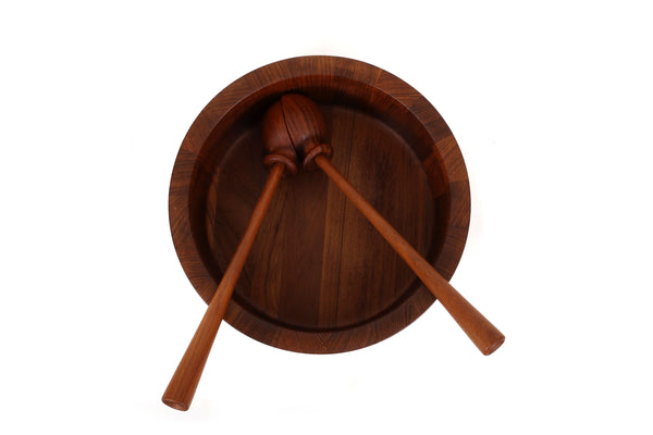 Richard Nissen Danish Modern Staved Teak Salad Bowl with Servers