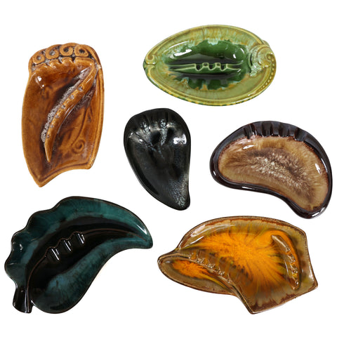 Set of 6 Mid Century Modern Ceramic Ashtrays - Vintage Catchalls