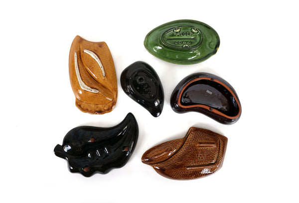 Set of 6 Mid Century Modern Ceramic Ashtrays - Vintage Catchalls