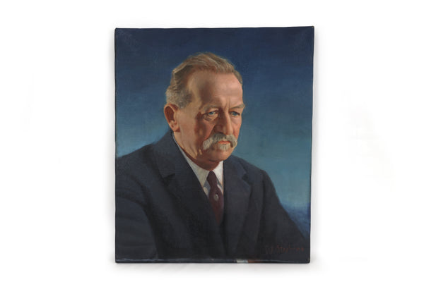 Set of Two Grim and Not So Grim Portrait Paintings of a Businessman - Large Paintings