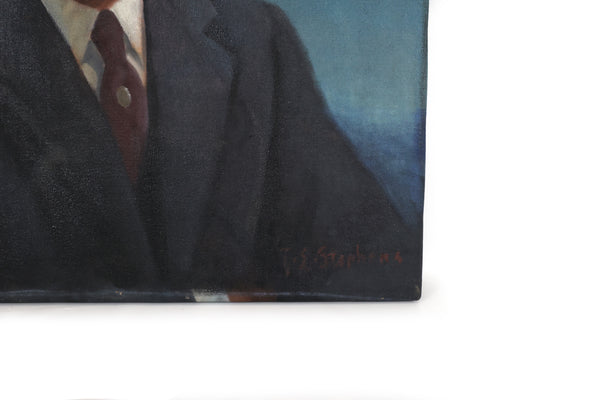 Set of Two Grim and Not So Grim Portrait Paintings of a Businessman - Large Paintings