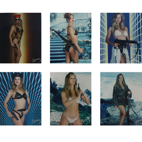 Set of 6 Original Photographs of a Rique Woman with Guns - Vintage 1990's