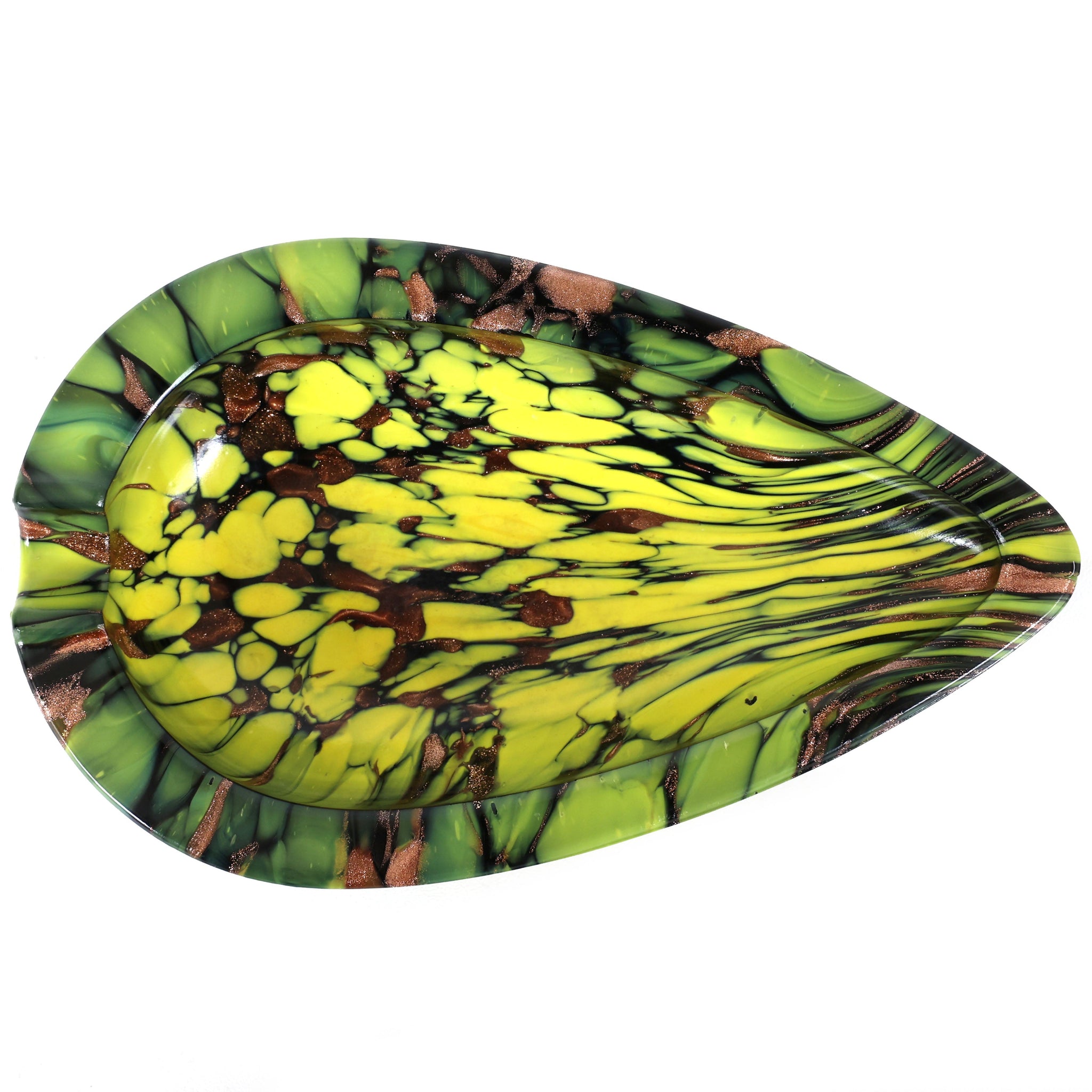 Mid Century Modern Glass Ashtray or Catchall in a Teardrop Shape