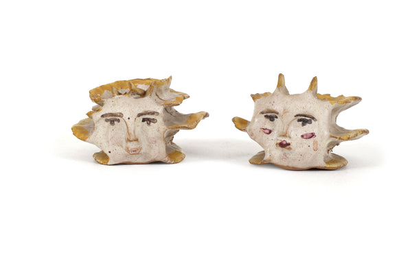 Fun and Unusual Man and Woman Ceramic Candlestick Holders - Handmade