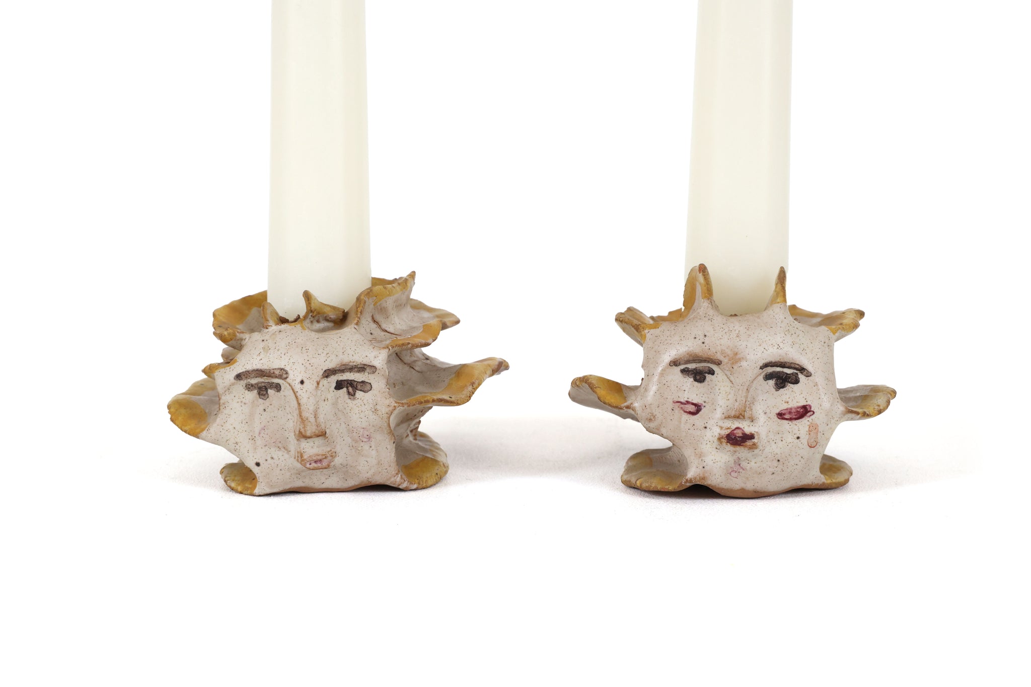 Fun and Unusual Man and Woman Ceramic Candlestick Holders - Handmade