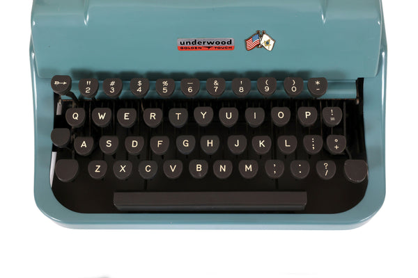 Refreshed Blue Underwood Leader Typewriter in Working Condition