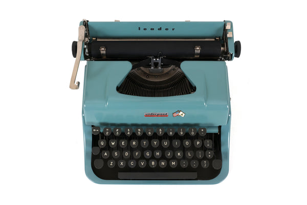 Refreshed Blue Underwood Leader Typewriter in Working Condition