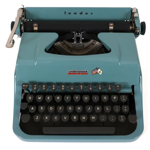 Refreshed Blue Underwood Leader Typewriter in Working Condition