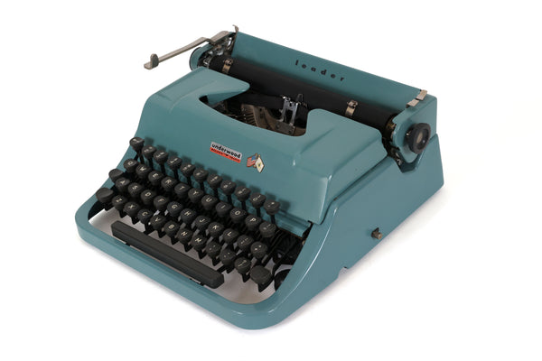 Refreshed Blue Underwood Leader Typewriter in Working Condition