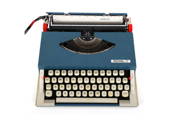 Refreshed Royal Sprite Portable Manual Typewriter in Blue
