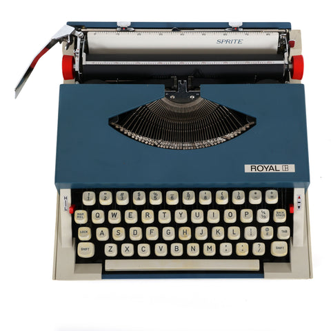 Refreshed Royal Sprite Portable Manual Typewriter in Blue