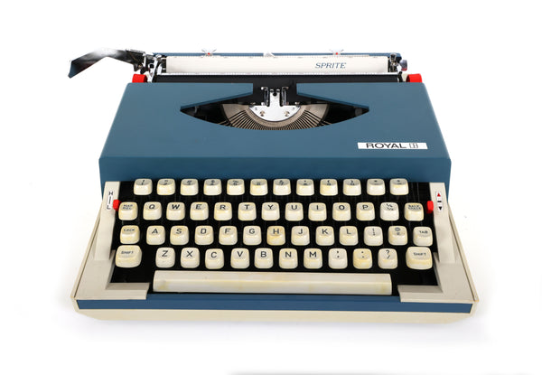 Refreshed Royal Sprite Portable Manual Typewriter in Blue