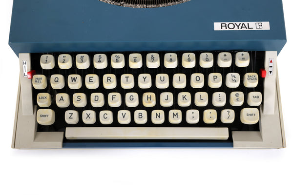 Refreshed Royal Sprite Portable Manual Typewriter in Blue