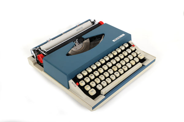 Refreshed Royal Sprite Portable Manual Typewriter in Blue