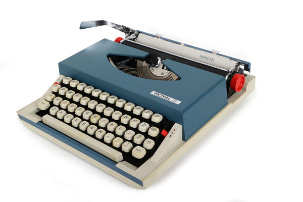 Refreshed Royal Sprite Portable Manual Typewriter in Blue