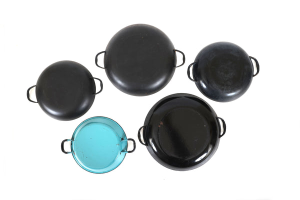 Set of 5 Nesting Enameled Saute Pans - Mid Century Modern