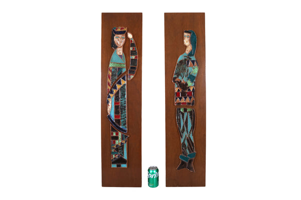 Pair of MCM Ceramic Wall Art - Attributed to Artist Harris G Strong