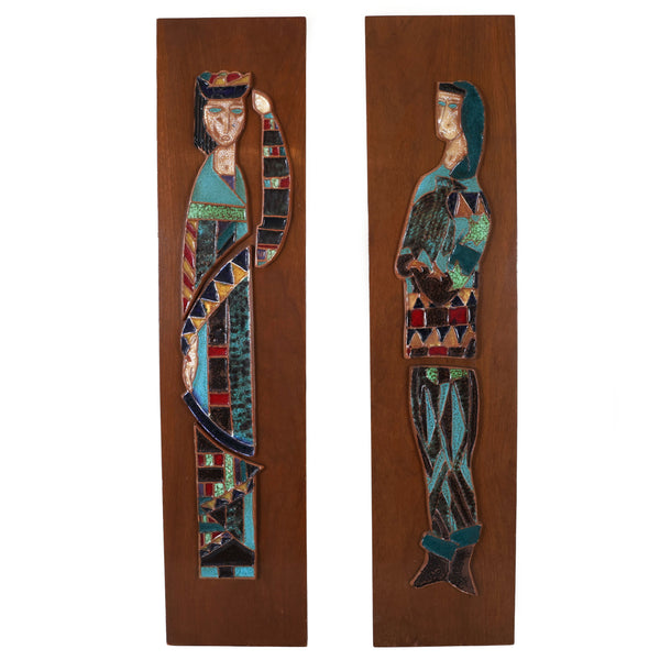 Pair of MCM Ceramic Wall Art - Attributed to Artist Harris G Strong