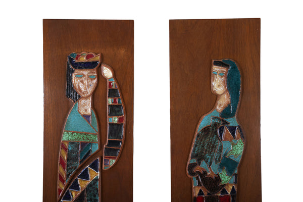 Pair of MCM Ceramic Wall Art - Attributed to Artist Harris G Strong
