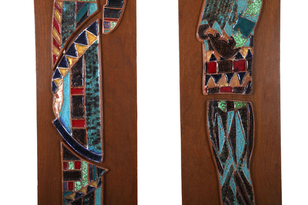 Pair of MCM Ceramic Wall Art - Attributed to Artist Harris G Strong