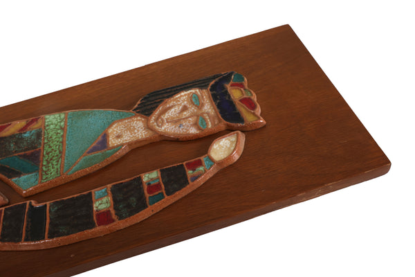 Pair of MCM Ceramic Wall Art - Attributed to Artist Harris G Strong