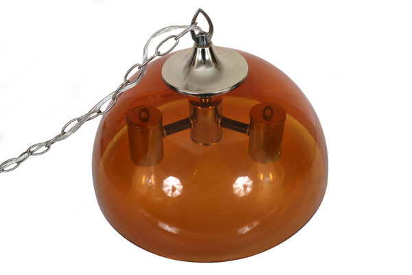 Mid Century Modern Dome Hanging Swag Light for Ceiling - Rewired