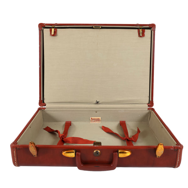 Vintage Samsonite Suitcase by the Shwayder Brothers in a Brown Faux Leather