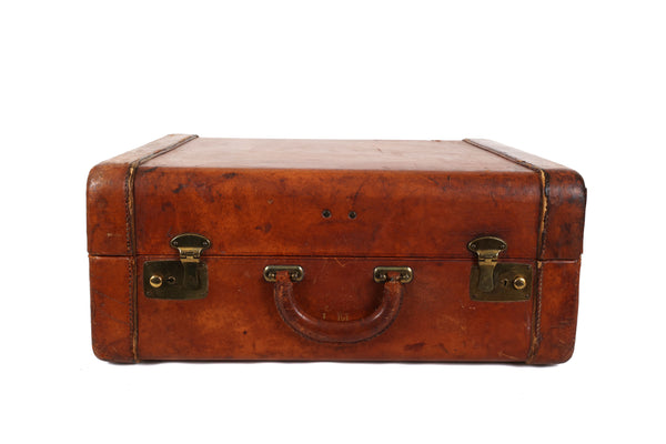 Vintage Genuine Leather Suitcase with Stainfree Burgundy Interior