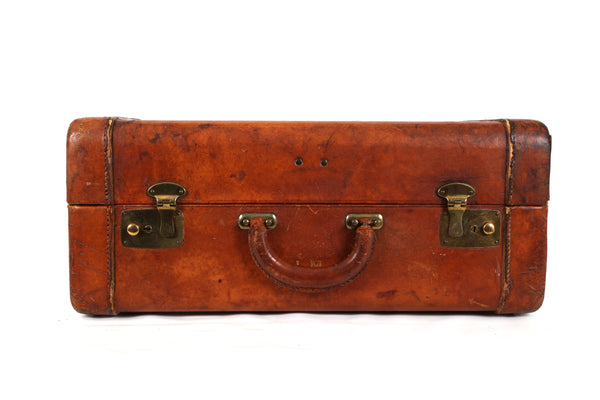 Vintage Genuine Leather Suitcase with Stainfree Burgundy Interior