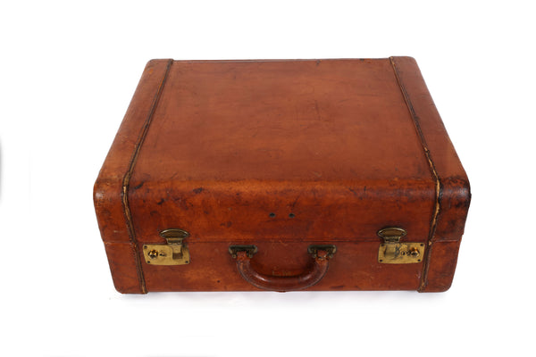 Vintage Genuine Leather Suitcase with Stainfree Burgundy Interior