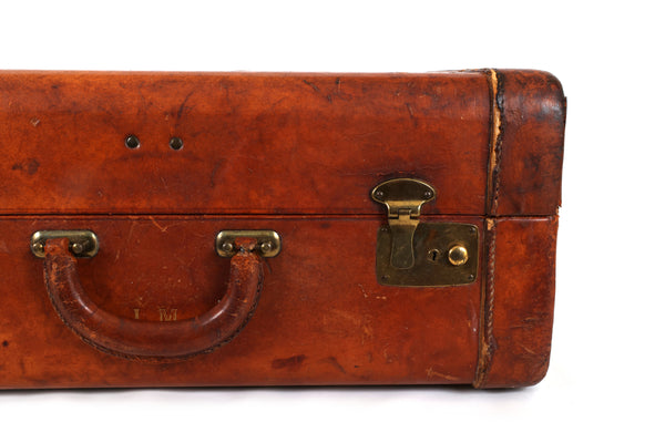 Vintage Genuine Leather Suitcase with Stainfree Burgundy Interior