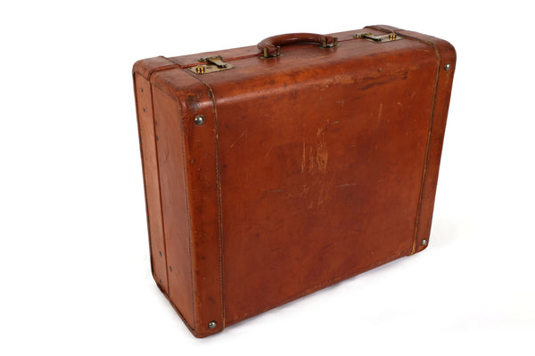 Vintage Genuine Leather Suitcase with Stainfree Burgundy Interior