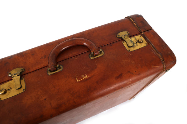 Vintage Genuine Leather Suitcase with Stainfree Burgundy Interior