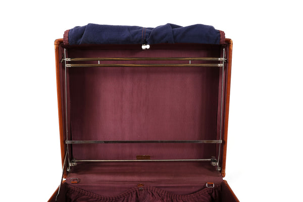 Vintage Genuine Leather Suitcase with Stainfree Burgundy Interior