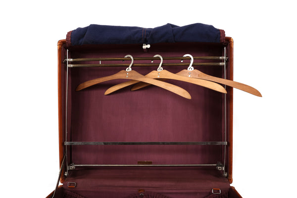 Vintage Genuine Leather Suitcase with Stainfree Burgundy Interior
