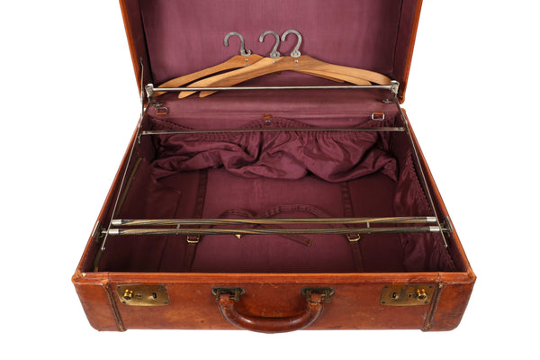 Vintage Genuine Leather Suitcase with Stainfree Burgundy Interior