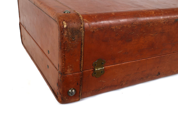 Vintage Genuine Leather Suitcase with Stainfree Burgundy Interior