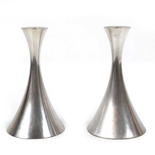 Danish Modern Pewter Candle Holders and Dish Set – Arne Erkers, for Just Andersen - Set of 3