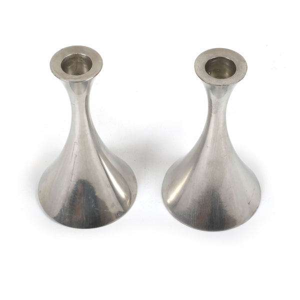 Danish Modern Pewter Candle Holders and Dish Set – Arne Erkers, for Just Andersen - Set of 3