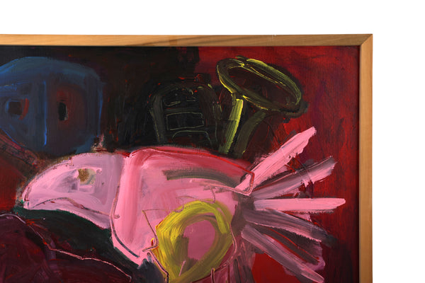Large Expressionist Painting "Fowl Play" by Artist Virginia Cohn Parkum