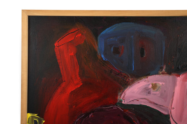 Large Expressionist Painting "Fowl Play" by Artist Virginia Cohn Parkum