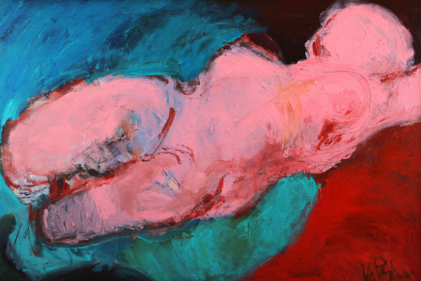 Figurative Expressionism "Whose Blues" Original Painting by the Reverend Dr. Virginia Cohn Parkum